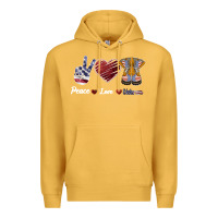 Mustard Peace Love Veteran Premium Hoodie - Bettercallsaul