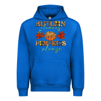 Cobalt autumn leaves and pumpkins please Urban Hoodie - CowGirlArtShop