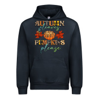 Navy autumn leaves and pumpkins please Urban Hoodie - CowGirlArtShop