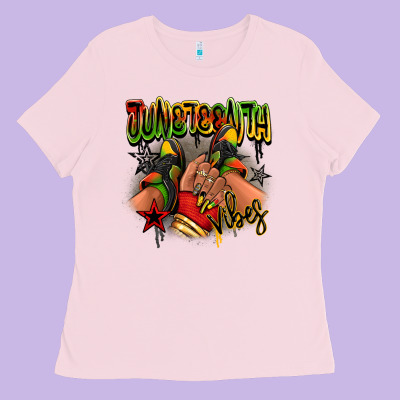 Ladies Tee Juneteenth vibes black girl sneakers