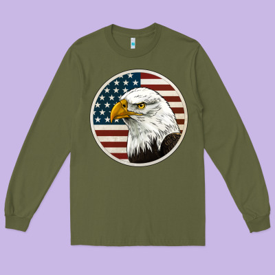 American Bald Eagle Long Sleeve Tee Designed By Jasminsmagicworld