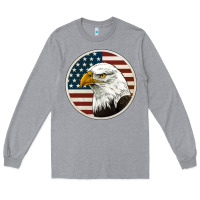 Heather Grey American Bald Eagle Long Sleeve Tee - Jasminsmagicworld