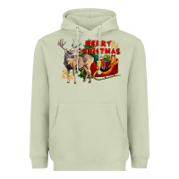 Matcha Merry Christmas Deer Heavyweight Hoodie - LillyAllenDesigns