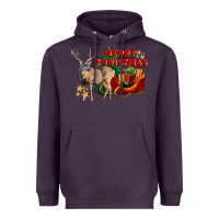 Plum Merry Christmas Deer Heavyweight Hoodie - LillyAllenDesigns
