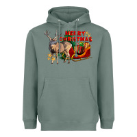 Sage Merry Christmas Deer Heavyweight Hoodie - LillyAllenDesigns