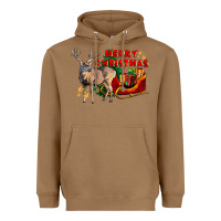 Toasted Coconut Merry Christmas Deer Heavyweight Hoodie - LillyAllenDesigns