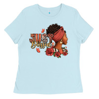 Baby Blue Just blessed afro woman with roses Ladies Tee - RanaPortraitStore