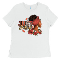 White Just blessed afro woman with roses Ladies Tee - RanaPortraitStore