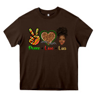 Chocolate Brown peace love locs Heavy Core Tee - texasbilliewilder