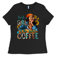 Black Just a girl who loves coffee Ladies Tee - RanaPortraitStore