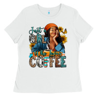 White Just a girl who loves coffee Ladies Tee - RanaPortraitStore