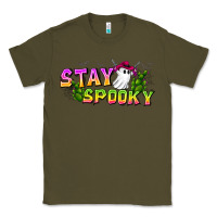 Army Green Stay Spooky Classic Tee - CowhideDigitalArt