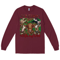 Burgundy christmas with my herd cows Long Sleeve Tee - BarkalooDesign