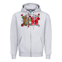 Heather Grey valentines day rn Zipper Hoodie - NancyCooperArtShop