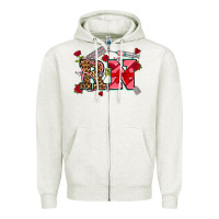 Oatmeal Heather valentines day rn Zipper Hoodie - NancyCooperArtShop