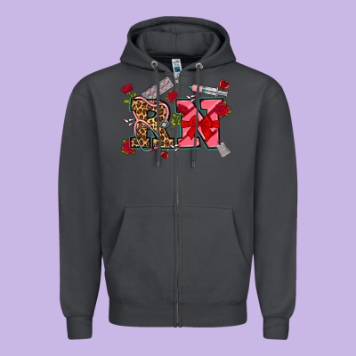 Valentines Day Rn Zipper Hoodie Designed By Nancycooperartshop