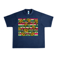 Navy sunflower cactus Urban Heavy Tee - JahusDesignShop
