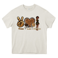 Cream peace love melanin Heavy Core Tee - texasbilliewilder