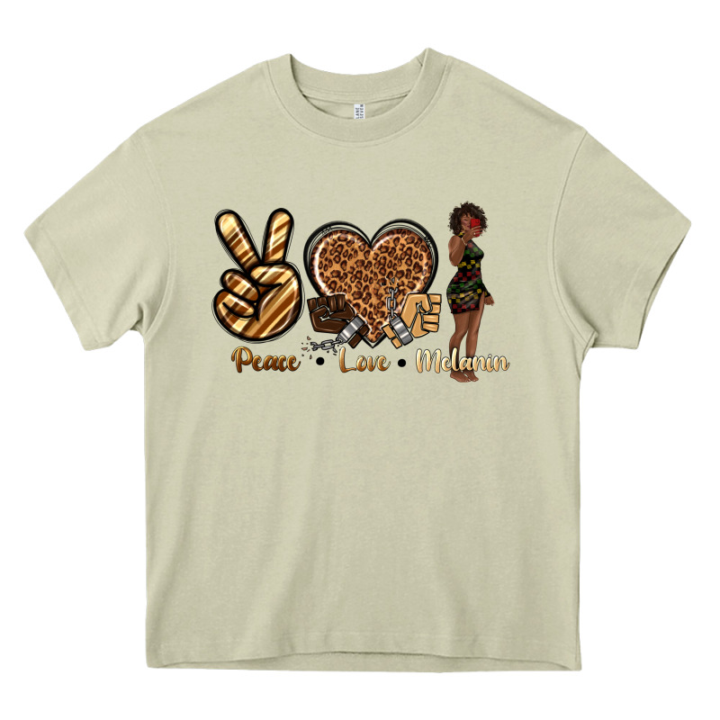 Peace Love Melanin Heavy Core Tee by texasbilliewilder | Teevron