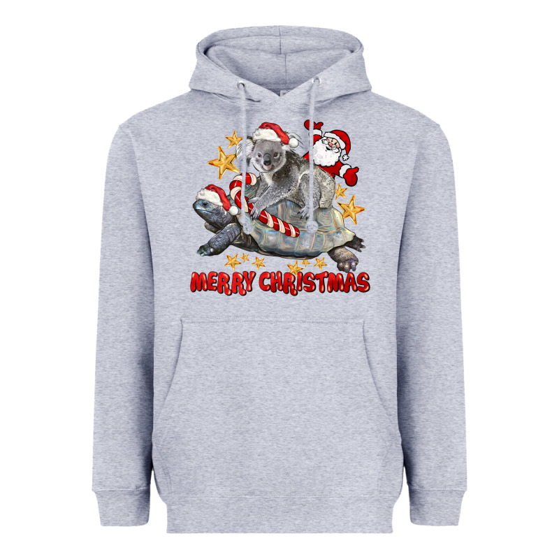 Merry Christmas Tortoise And Koala Heavyweight Hoodie by LillyAllenDesigns | Teevron