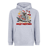 Heather Grey Merry Christmas Tortoise And Koala Heavyweight Hoodie - LillyAllenDesigns