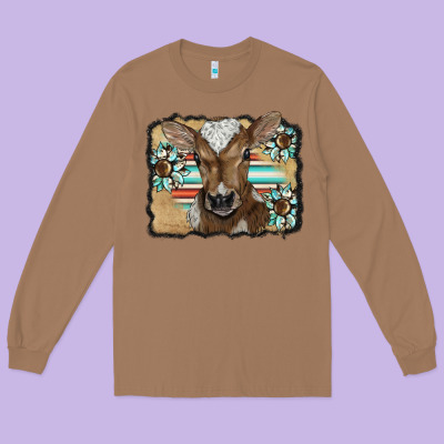 Western Wreath Baby Calf Long Sleeve Tee Designed By Barkaloodesign