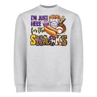 Heather Grey i'm just here for the snacks baseball purple and g Heavyweight Sweatshirt - Jasminsmagicworld