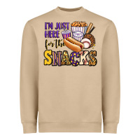 Mushroom i'm just here for the snacks baseball purple and g Heavyweight Sweatshirt - Jasminsmagicworld