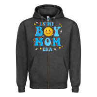 Charcoal Heather in my boy mom era Zipper Hoodie - MaliasSmallBusiness