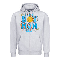 Heather Grey in my boy mom era Zipper Hoodie - MaliasSmallBusiness