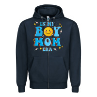 Navy in my boy mom era Zipper Hoodie - MaliasSmallBusiness