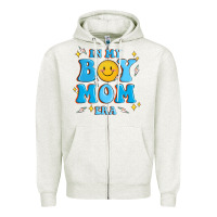 Oatmeal Heather in my boy mom era Zipper Hoodie - MaliasSmallBusiness