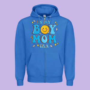 In My Boy Mom Era Zipper Hoodie Designed By Maliassmallbusiness
