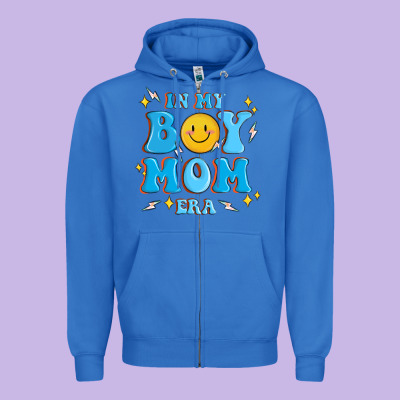 In My Boy Mom Era Zipper Hoodie Designed By Maliassmallbusiness
