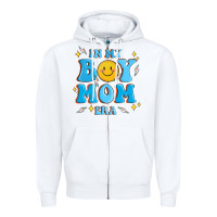 White in my boy mom era Zipper Hoodie - MaliasSmallBusiness