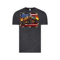 Vintage Black american flag monster truck Vintage Tee - Artiststas
