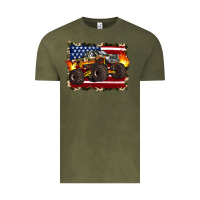 Vintage Olive american flag monster truck Vintage Tee - Artiststas