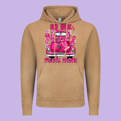 Breast Cancer No One Fights Alone Truck Football Vintage Hoodie Designed By Jahusdesignshop
