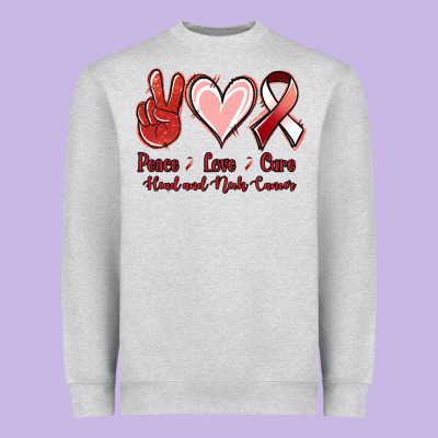 Peace Love Cure Head And Neck Cancer Heavyweight Sweatshirt Designed By Jasminsmagicworld