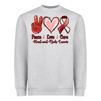 Heather Grey peace love cure head and neck cancer Heavyweight Sweatshirt - Jasminsmagicworld