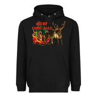 Black merry christmas two deers Heavyweight Hoodie - LillyAllenDesigns