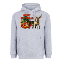 Heather Grey merry christmas two deers Heavyweight Hoodie - LillyAllenDesigns