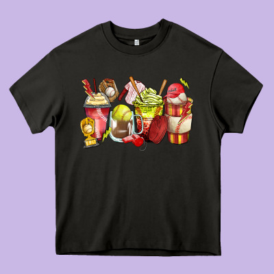 Baseball And Softball Coffee Cups Heavy Core Tee Designed By Zillion Design Studio