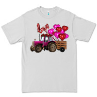 Dove Grey valentine's day pink tractor with pin heart balloons Premium Tee - RanaPortraitStore