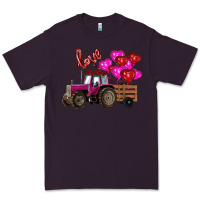 Plum valentine's day pink tractor with pin heart balloons Premium Tee - RanaPortraitStore