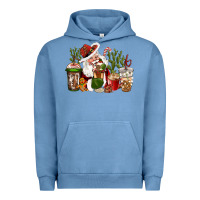 Pigment Pebble Blue western santa cowboy coffe cups christmas Urban Hoodie - CowGirlArtShop