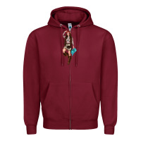 Burgundy western cowgirl Zipper Hoodie - NancyCooperArtShop