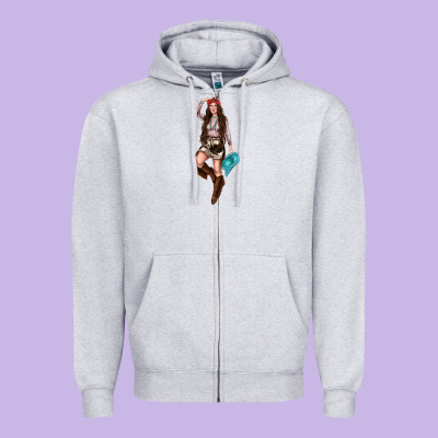 Western Cowgirl Zipper Hoodie Designed By Nancycooperartshop