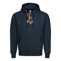 Navy western cowgirl Zipper Hoodie - NancyCooperArtShop