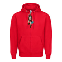 Red western cowgirl Zipper Hoodie - NancyCooperArtShop